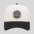 White and black cap with a pickleball logo on a gray background